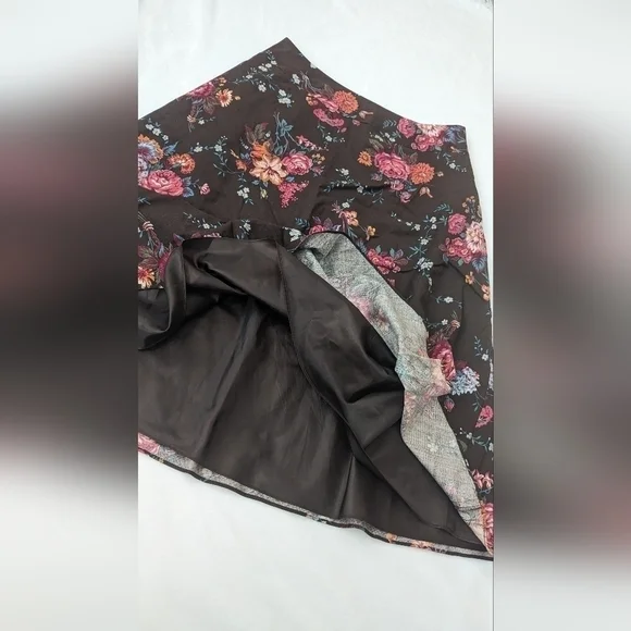 Pendleton Skirt Silk Wool  Floral midi skirt brown lined Size 14 - Picture 4 of 14
